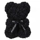 Bamse lavet af kunstige roser med sort bånd Håndlavet blomsterfigur Valentinsdagsgave Romantisk dekoration Luksuriøs indretning 25 cm 1