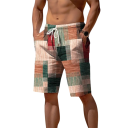 Bañadores cortos para hombre con patrón a cuadros Cintura con cordón Poliéster de secado rápido Material ligero Baño de verano playa 3