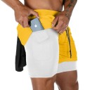Bañadores cortos para hombres de poliéster de un solo color con capa doble, capa interior blanca, con cordón y bolsillos, para la playa de verano 2