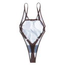 Bañadores de una pieza para mujer con corte alto y tirantes ajustables de poliéster elastano monokini para playa y baño 7