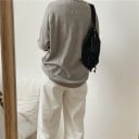 Banane pour femme en tissu polyester Forme de demi-lune Zip avec deux curseurs Poche intérieure Sangle réglable 16 x 6 x 37 cm 5