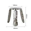 Banco de design em aço inoxidável e apoio para os pés, dimensões 340 x 450 x 465 mm, cor prata, para sala de estar, quarto e hall de entrada 3