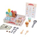 Banco di legno con gelato Giocattolo Montessori per bambini Espositore con bicchieri 6 gusti di gelato menu e soldi da gioco Accessorio da cucina per giocare 1