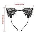 Bandă cu urechi de pisică din dantelă 15 x 13 cm Mărime universală Bandă de păr Cosplay pentru petreceri și accesorii de modă de carnaval 2