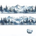 Bandă decorativă impermeabilă 4 x 4,5 x 200 cm Motiv munți și păduri peisaj DIY ornament pentru cană caiet jurnal decorare creativă 8