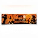 Bandeira de Halloween Happy Halloween Com ilhos 200 x 40 cm Poliéster Laranja e Preto Decoração para cerca e varanda Painel de festa 1
