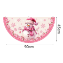 Banner de Crăciun în formă de semicerc 90 x 45 cm Decor roz cu om de zăpadă Banner suspendat pentru decorarea festivă 2