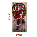 Banner vertical navideño 180 x 90 cm Santa colgante en la escalera Decoración para puertas Adorno navideño para exterior e interior 2