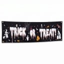 Bannière d'Halloween Trick or Treat avec des sorcières 200 x 40 cm Polyester avec œillets en métal Décoration bicolore pour clôture et véranda Panneau 5