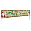 Bannière de Noël extérieure 200 x 40 cm Marron avec motif de Santa, renne et bonhomme de neige avec inscription Joyeux Noël Décoration pour la maison 1
