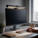 Bara LED de iluminat pentru monitor 44 cm Suport magnetic Control tactil 5 culori de lumină Dimming continuu Negru Alimentare USB Pentru birou 3