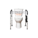Barandilla de seguridad para inodoro plegable capacidad de 136 kg ancho ajustable de 44 a 59 cm altura de 62 a 77 cm de aluminio plateado para personas mayores 2