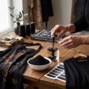 Barbante per abbigliamento 10 g Polvere nera per tintura ad alta temperatura Composizione non tossica Adatta per cotone, lino, denim e tela Batik 5