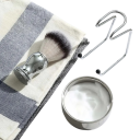 Barber sæt 3i1 Rustfrit stål Børste 10,5 x 3,4 cm Skål 8,2 x 5,8 cm Holder 8 x 11 cm Herresæt til klassisk vådbarbering 3