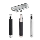 Barberhoved 4,7 x 1,9 cm Gæng M5 0,4 cm Roller Dobbelt halvblad Universel erstatningshoved med læderetui 4