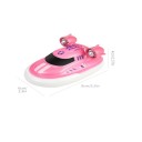 Barco RC rosa 4 x 6 x 9 cm Motor duplo 8 km/h Luzes LED 2,4 GHz 4 canais 30 m de alcance Bateria de lítio 3,7 V 100 mAh Carregamento USB Brinquedo 2