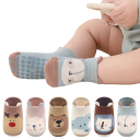 Barn unisex halkfria strumpor 6 par Färgglada strumpor med djurmönster Bomull polyester elastan Strumpor för barn 3