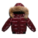 Barn vinterjacka med dragkedja och knappar, med huva och päls, unisex, varm bomulls- och dunjacka med polyesterfiber för kyla 9