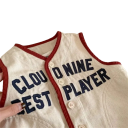 Barnens jeansväst Vår och höst Bomulls väst för pojkar och flickor Med texten Cloud Nine Best Player Färgglad väst med knappar i polyester 4