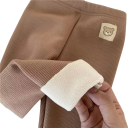 Barnens vinter plyschbyxor Unisex Varma polyesterbyxor med elastisk midja och söt nallebjörn på sidan Bekväma vinterkläder 3