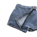 Barns flickor jeansshorts kjolar blå med elastisk midja och knapp 3