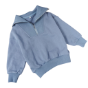 Barns tjejhoodie med lös passform och halvdragkedja samt krage med långa ärmar och ribbade muddar 4