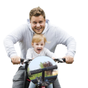 Barnsits för cykel med styre och pedaler 23,5 × 10,5 cm dubbel fästning hopfällbara fotstöd svart för cykling med barn 2