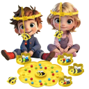 Barnspel med gula bin, huvudband, magnetisk insamling av bollar och blommig spelmatta 1