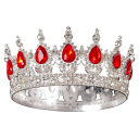 Barocke runde silberne Hochzeitskrone mit Kristallen Luxusisches Edelstein-Haarband Krönende Kopfbedeckung für Bräute, Königinnen und Könige 1