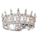 Barocke runde silberne Hochzeitskrone mit Kristallen Luxusisches Edelstein-Haarband Krönende Kopfbedeckung für Bräute, Königinnen und Könige 6