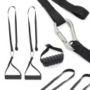 Barra de tracción con empuñaduras de polea 55 cm + 2x correas de extensión de 60,5 cm, accesorio de lat pulldown con empuñaduras de espuma para entrenamiento de fuerza 1