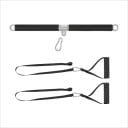 Barra di trazione con maniglie per puleggia 55 cm + 2x cinghie di estensione 60,5 cm, accessorio lat pulldown con impugnature in schiuma per allenamento di forza 2