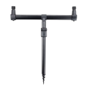 Barra in alluminio per 2 canne da pesca 30 cm supporto canne con filettatura centrale struttura metallica solida nera per supporto e picchetto 3