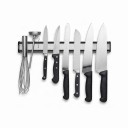 Barra magnética de aluminio para cuchillos 36,5 x 4,5 cm Soporte de pared para cuchillos y herramientas con imanes fuertes Plateada Para la cocina 1