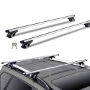 Barras transversales de aluminio 1370 x 72 x 106 mm Ajustables y con cerradura para rieles elevados Capacidad de carga 90 kg Barras aerodinámicas 1