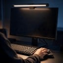 Barre lumineuse LED pour moniteur 44 cm contrôleur rotatif 5 températures de couleur Dimming progressif Support magnétique Aluminium Alimentation USB 5