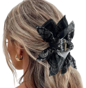 Barrette à cheveux pour femmes avec nœud imprimé Accessoire capillaire élégant Pour queue de cheval, chignon ou demi-queue de cheval 4