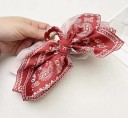 Barrette à cheveux pour femmes avec nœud imprimé Accessoire capillaire élégant Pour queue de cheval, chignon ou demi-queue de cheval 3