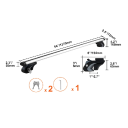 Barrinhas de teto em alumínio 1370 x 72 x 106 mm Ajustáveis e com fecho para barras longitudinais elevadas Capacidade de carga 90 kg Barrinhas aerodinâmicas 2