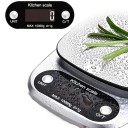 Báscula de cocina digital 10 kg Superficie de pesaje de acero inoxidable Pantalla LCD Conversión de unidades Alimentación 2× AAA 3