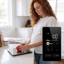 Báscula de cocina inteligente con calculadora nutricional de calorías, proteínas, grasas y carbohidratos 5 kg/1 g de acero inoxidable plateado-negro para cocinar saludablemente 3