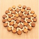 Base de bambu para panelas e canecas Base redonda feita de círculos entrelaçados em tons de castanho Para a bancada da cozinha e a mesa 1