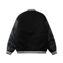 Baseball Jacket with Letter Patches on the Chest Decorative Patches on the Sleeve Striped Ribbed Hems Press Stud Fastening Cotton 5