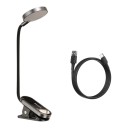 Baseus LED-lamppu klipsillä Himmennettävä Kosketus USB-ladattava Langaton Harmaa Lukulamppu kirjaan ja kannettavalle sekä yövalo 3