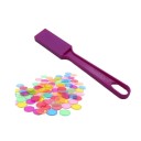 Bastão magnético Montessori 20x2,95x7x1,26 cm e 100 pcs fichas 1,9 cm Jogo educativo Contagem Cores Bingo Fichas de plástico transparentes 9