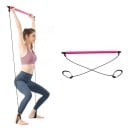 Baston multifuncțional de pilates de 80 cm cu benzi de rezistență și bucle pentru picioare, format din două părți și pliabil, pentru fitness 6