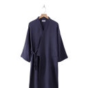 Bata de kimono para hombre Bata de algodón ligera con cinturón en la cintura Corte cómodo y aireado para uso doméstico, preparación matutina y relajación nocturna 5