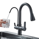 Bateria de cozinha filtrante rotativa 360° com bico extraível e 3 modos de mistura de água quente e fria, dimensões 34x11,5 cm 2