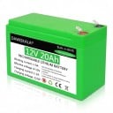Batería de litio 12 V 20 Ah DAWEIKALA con BMS incorporado Incluye cargador y pinzas de cocodrilo Carcasa de ABS 150 x 65 x 96 mm Verde 2