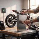 Batería de litio para motocicleta eléctrica 60 V 40 Ah Caja cuadrada con asa plateado Incluye cargador Color negro Batería de repuesto 60V 5